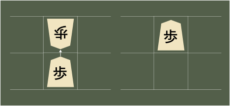 A shogi piece capturing an opponent’s piece